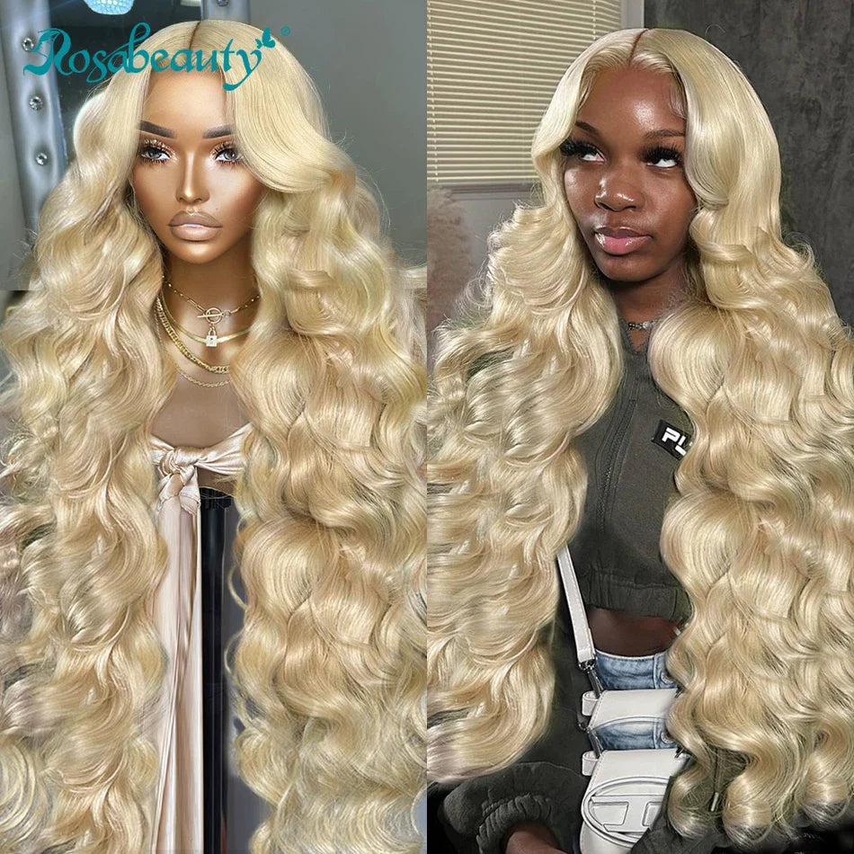 Rosabeauty 13x6 Blonde 613 HD Body Wave Lace Front Human Hair Wigs 5X5 Glueless Ready Wear 13X4 Frontal 250 Density 40 Inch Wig