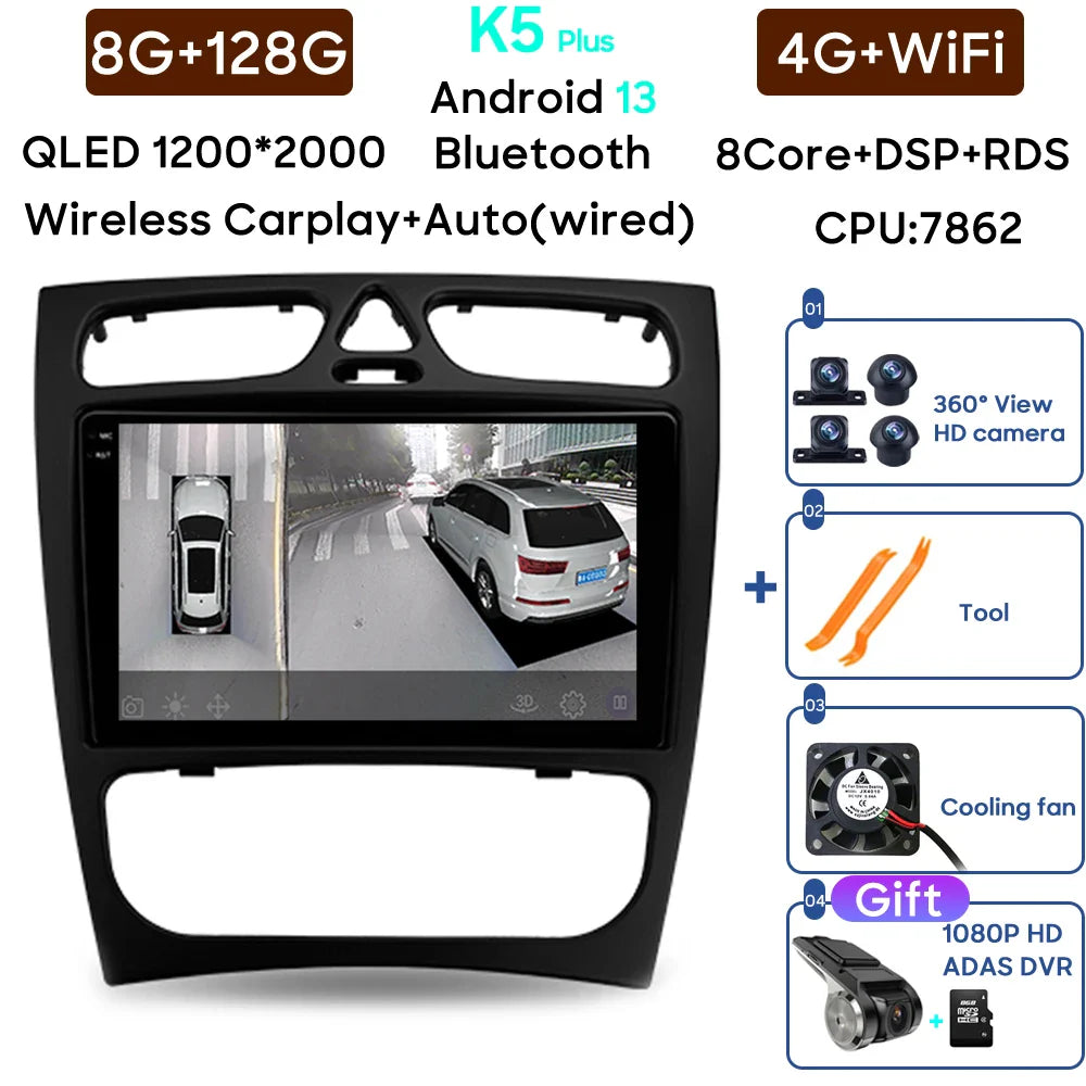 Car Radio Carplay Android Player For Mercedes Benz C Class S203 CL203 W203 2000 - 2004 Navigation GPS Coche Intelligent Systems