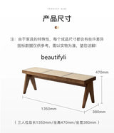 Solid Wood Rattan Home Shoe Changing Stool Modern Nordic Homestay Rattan Chair Simple Tailstock Dining Table Bench