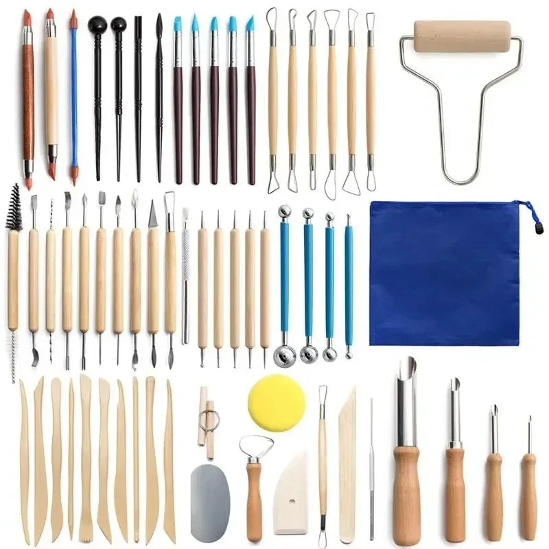 Pottery Clay Sculpting Tools Kit 8-61 Pcs/Set, Ceramic Wax Clays Carving Tools for Art Craft Pottery Sculpting Modeling Tool Set