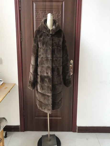 rabbit fur coat rabbit fur jacket Stand collar imported rex rabbit coat stripes rex rabbit fur coat high quality natural fur