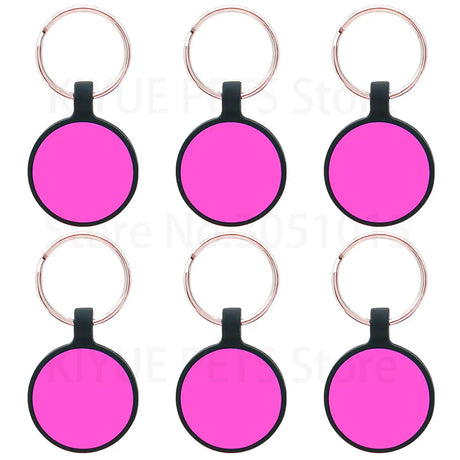 20Pcs Pet ID Tag Silicone Dog Bone Tags Round Personalized Name Collar Engraved Tags Accessories Name Telephone Number Pet Tags