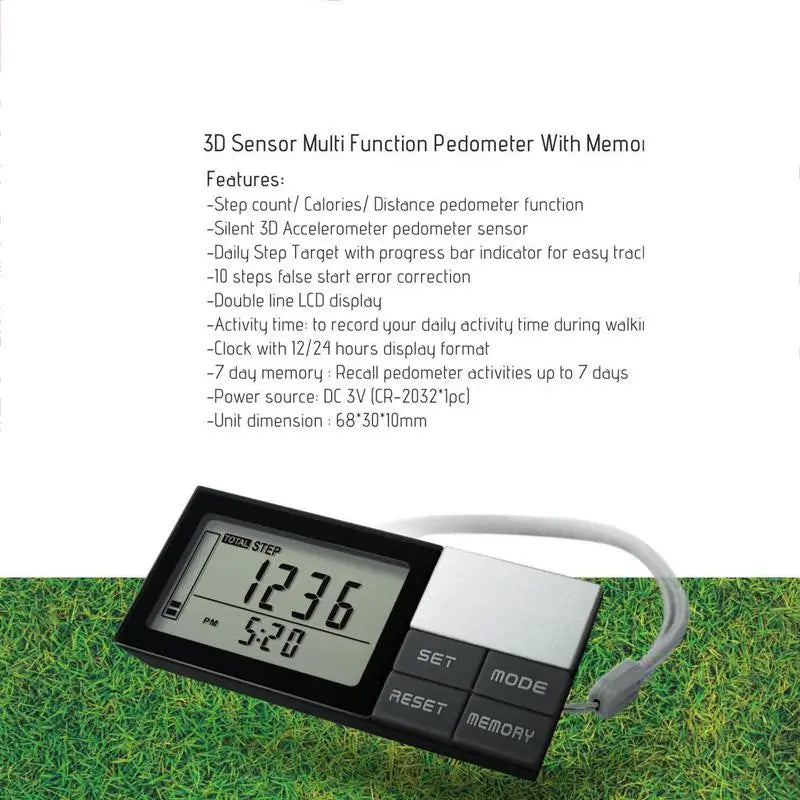 Portable Pedometer With LED Display Calorie Kilometer Counter Pedometer With Clip 7 Days Memory Pedometer Daily Target Monitor