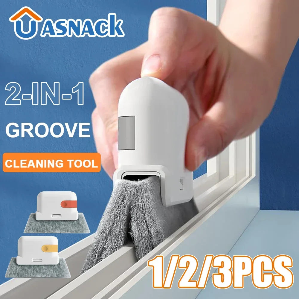 2 in 1 Groove Cleaning Tool Window Frame Door Groove Cleaning Brush Sliding Door Track Cleaning Tools Hand-held Crevice Cleaner