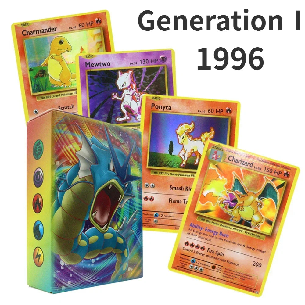 1996 Gen1 Pokemon First Edition English 60pcs Cards Vmax Charizard Pikachu Rare Classic Collection Battle Game Cards Toys Gifts