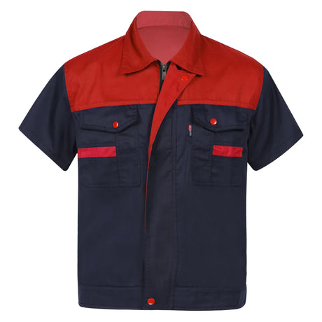 Men Women Short Sleeve Work Coat Workshop Shirts Motor Mechanic Uniform with Two-pocket T-shirts Man Workshop Overalls Top