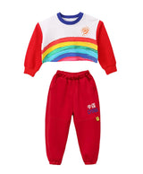 Kids Hip Hop Rainbow Striped Top Street Dance Skirts Boys Sweatshirt Joggers Pants Jazz Clothes Sets Children Girls Streetwear