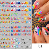 12 Designs Nail Stickers Set Mixed Floral Geometric Nail Art Water Transfer Decals Sliders Flower Leaves Manicures Decoration