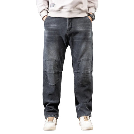 Winter Men's Spliced Jeans Brushed Thick Hip Hop Baggy Warm Denim Pants Casual Cargo Trousers Loose Jean Mens Bottoms