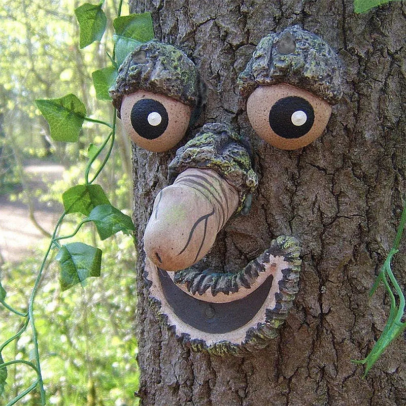 Funny Old Man Tree Face Hugger Garden Art Outdoor Tree Amusing Old Man Face Sculpture Whimsical Tree Face Garden Decoration