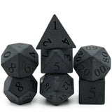 Cusdie 7Pcs Obsidian Dice DND Handmade 16mm D4-D20 Polyhedral Gemstone Dice Set with Leather Box D&D Dices for RPG Collection