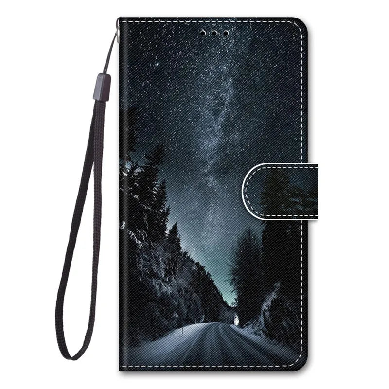 Leather Magnetic Case For Samsung Galaxy A25 A24 A14 4G A34 A54 5G SM-A256B A245F Phone Cover Flip Wallet Painted Funda Etui