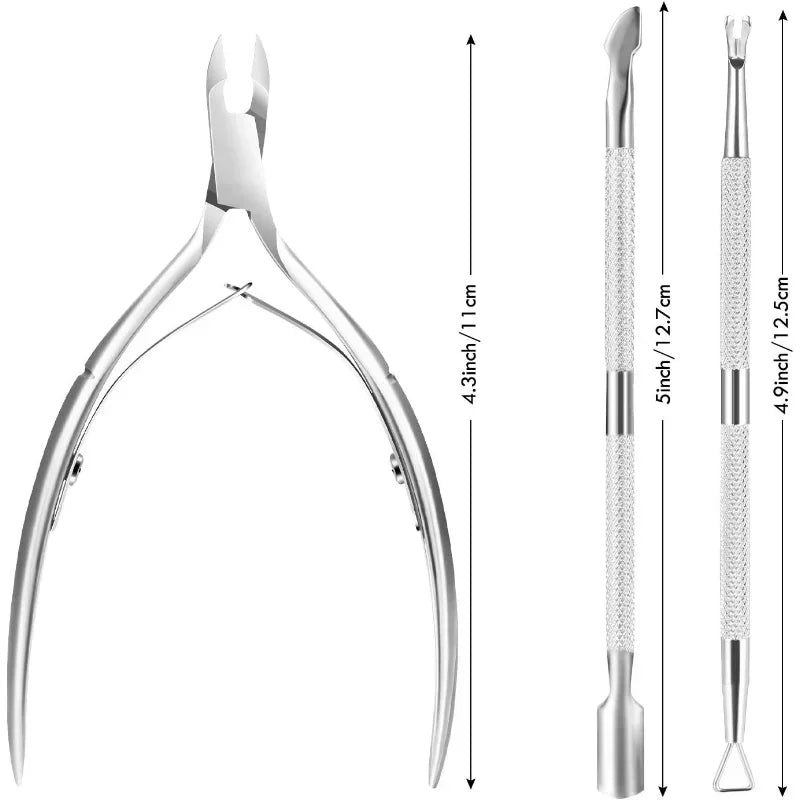 Stainless Steel Nail Art Cutter Scissor Cuticle Clipper Pusher Dead Skin Remover Kit Manicure Pedicure Tools Nails Set