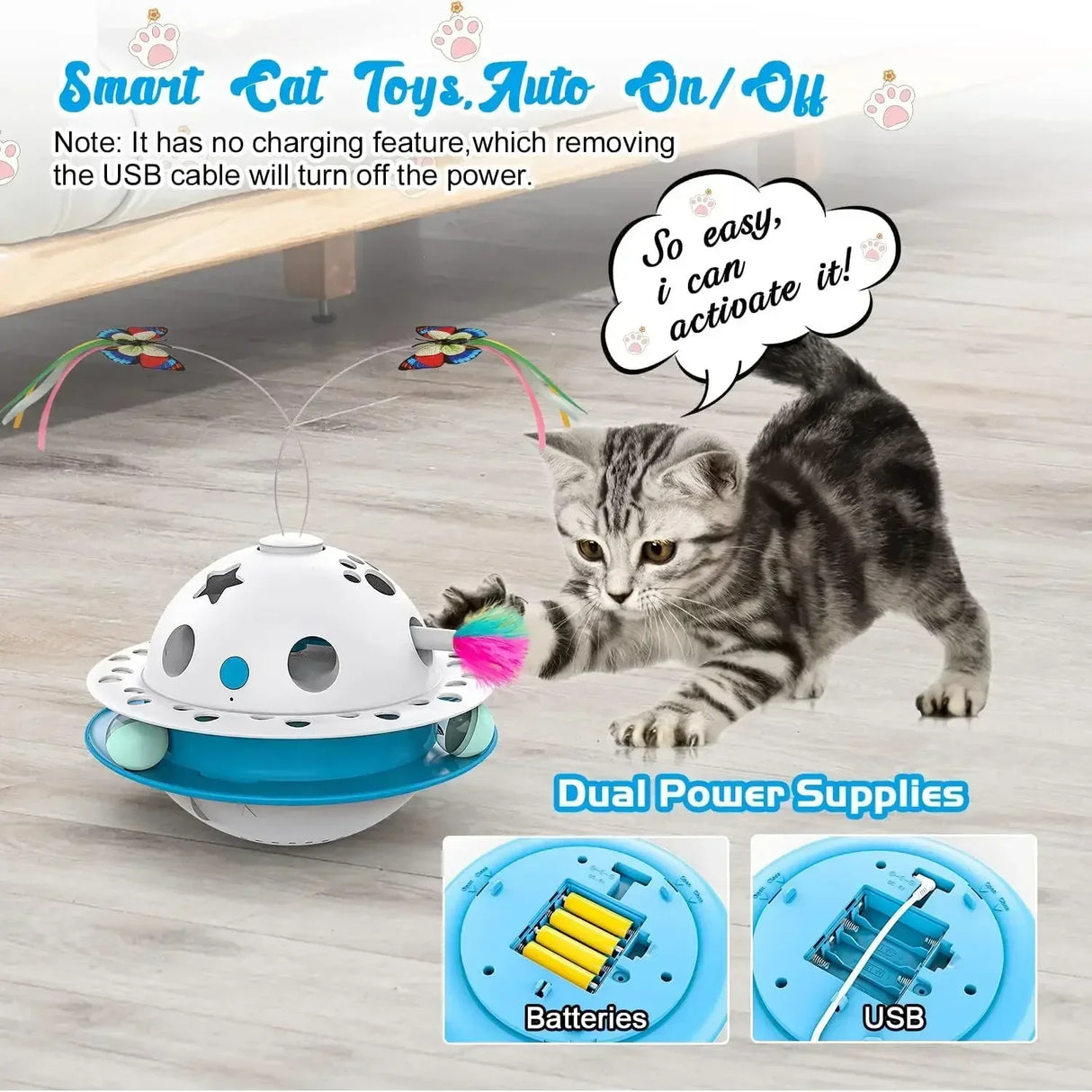 Toy Supply Fluttering Moving Dual Interactive Tumbler Ambush Toys Butterfly Cat Random Balls Power Smart Ball Track