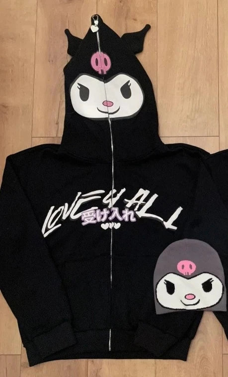 INS Y2K zip up hoodie kawaii Harajuku printing streetwear Men's women's clothing Oversized Hoodie Sweatshirt Fashion Casual Tops