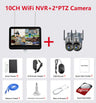 10CH 8MP Wifi Dual Lens PTZ Solar Camera Video Surveillance 12.5" LCD Monitor WIFI NVR Outdoor Auto Tracking Security Cam System