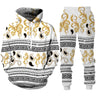 Spring Autumn  Golden Floral 3D Printed Hoodie/Tracksuit Casual Sweatshirt and Trousers Set Fashion Men Women Sports Suit