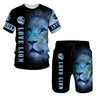 2023 Men T-shirt Set Tracksuit Training Wear Lion Pattern T-Shirt Shorts Casual Suit Oversized 2 Piece Set Sports Men Clothes