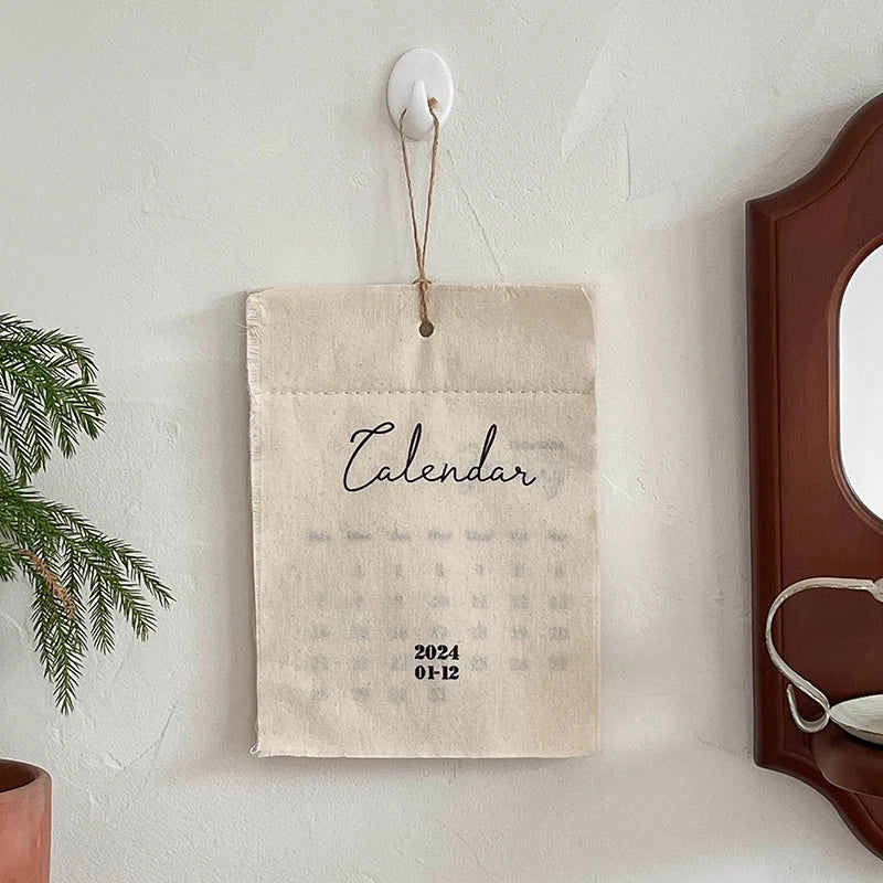 MINKYS ins Hot Popular 2024 Wall Calendar Decorative Fabric Calendar Desktop Decoration School Stationery