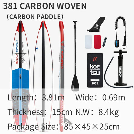 KOETSU Kayak Racing Carbon Board Paddle Surf Stand Board Inflatable Surfboard Paddle Accessories Inflatable Boat 12ft 14ft PVC