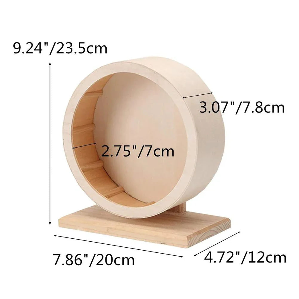 Natural Wood Silent Running Toy Hamster Roller Wheel  Exercise Cage Small Pet Sports Wheel Pet Toy for Hamsters Mice