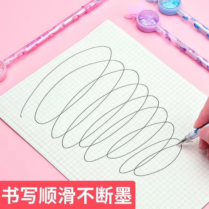 10/20/50/100pcs/set Kawaii Sequin Gel Pen Cute Butterfly Bunny Fawn Daisy Signature Pen 0.5mm Black Ink Office School Gifts 2023