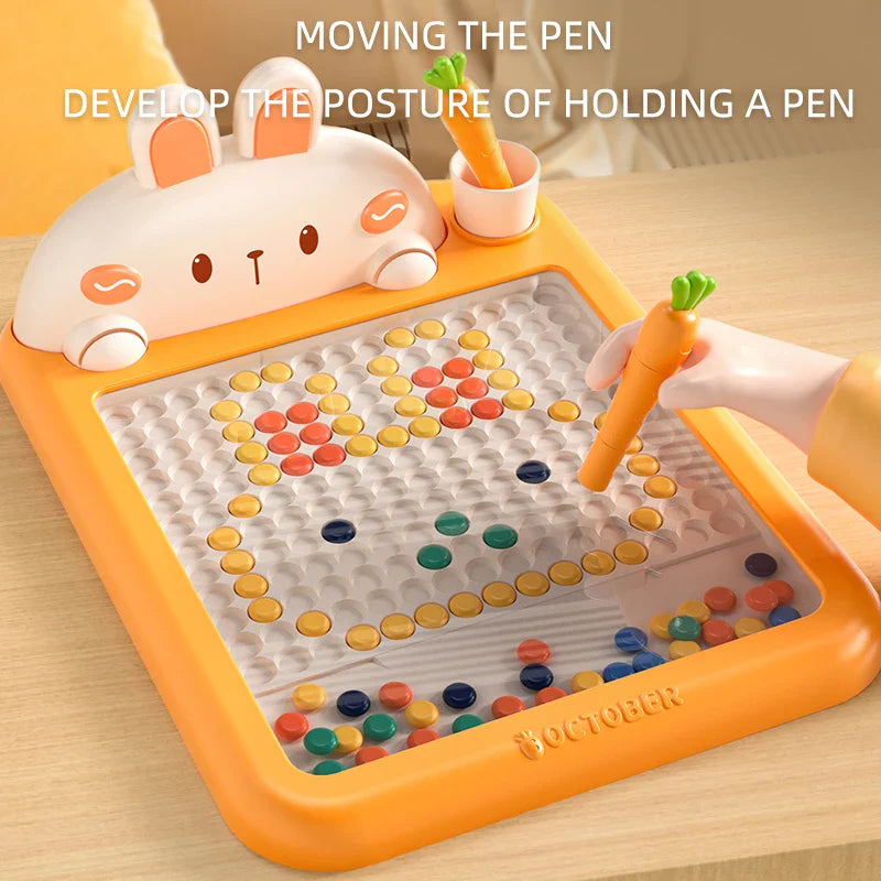 WLtoys 24CM Magnetic Drawing Board for Kids Large Doodle Board with 50PCS Magnet Beads and Pen Cute Rabbit Montessori Toys Gift