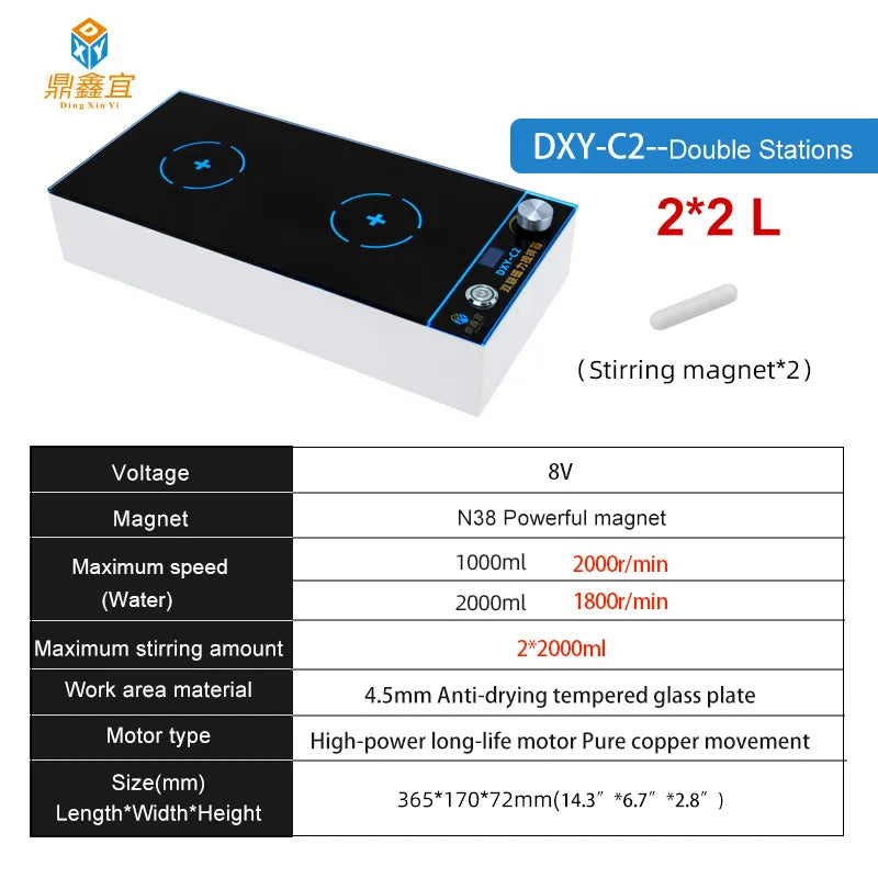 Digital Anti-dry-burning Magnetic Stirrer Mixer Laboratory 2000rpm Adjustable Stirrer Maximum 2000ml*2