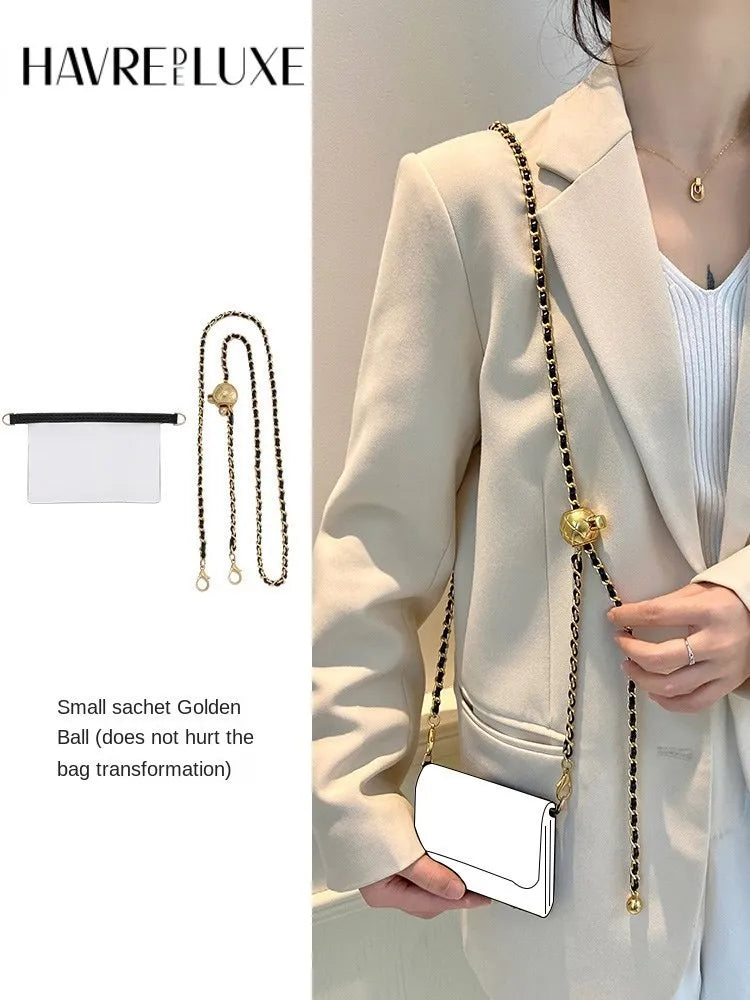 Classic style short wallet transformation Bag card holder crossbody golden ball chain shoulder strap single-purchase accessories