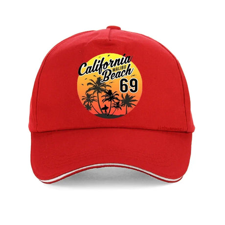 Vintage California Malibu Beach Sunhat Fashion Beach Cartoon Print Baseball Cap Men Women Summer Trucker Hat Snapback Gorras