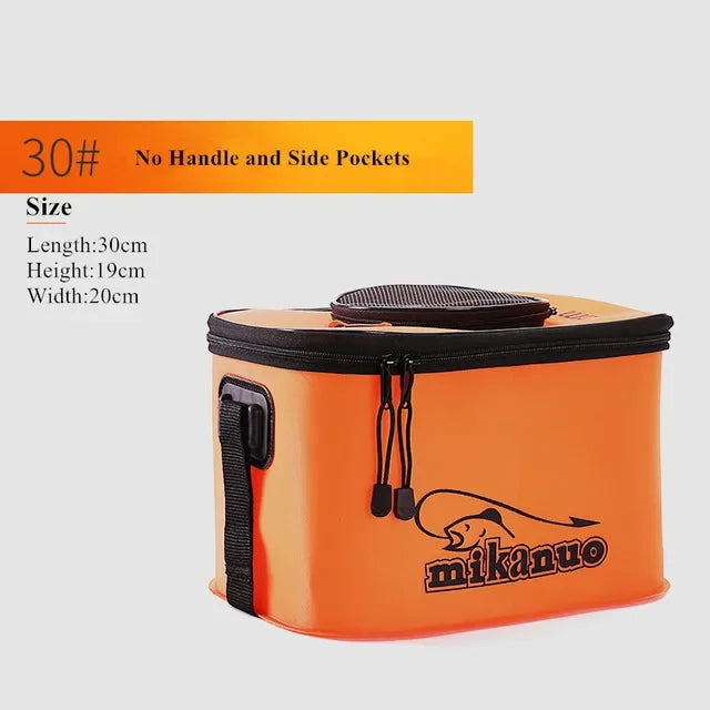 Mikanuo EVA Portable Folding Bucket For Fish Water With Handle Leakproof Outdoor Fishing Gear Black/Orange Tackle Bag