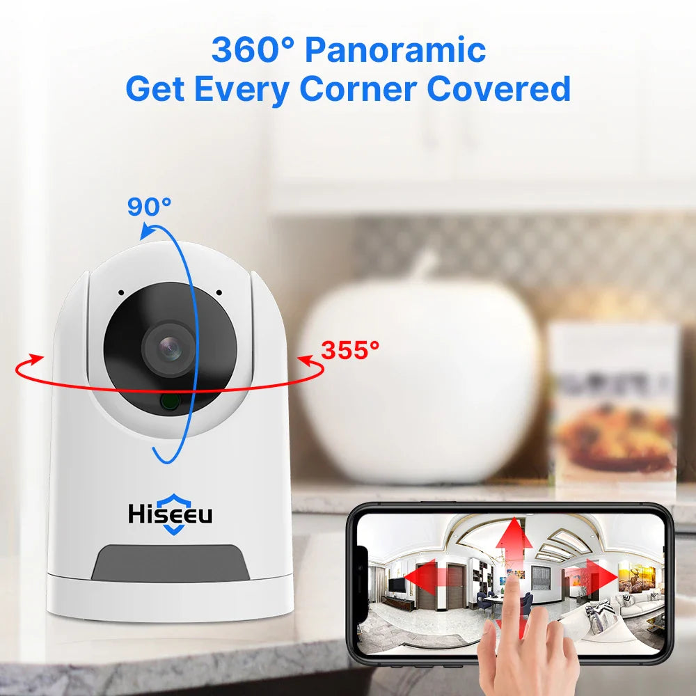 Hiseeu 2K 4MP PTZ IP Camera WIFI Wireless Smart Home Security Surveillance Camera Two-way Audio Baby Pet Monitor Video Record