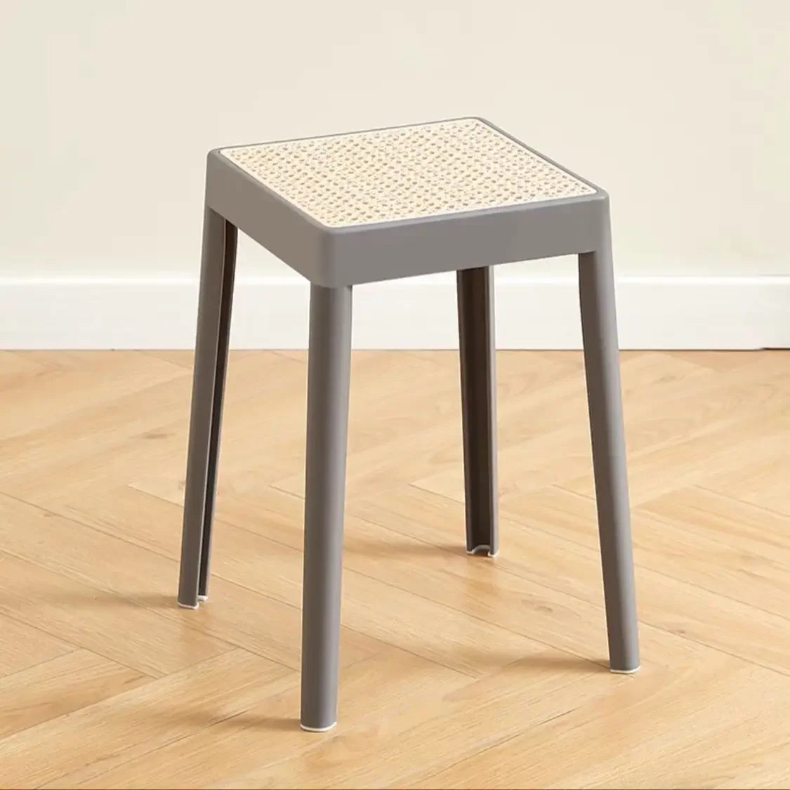 Stackable Storage Bench Stool Plastic Rattan Stools Portable Vanity Chair Stool Dining Stool Living Room Space Saving Furniture