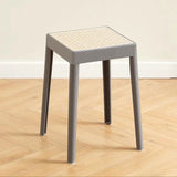 Stackable Storage Bench Stool Plastic Rattan Stools Portable Vanity Chair Stool Dining Stool Living Room Space Saving Furniture