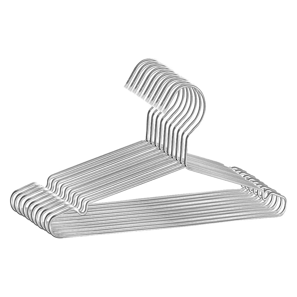 10pcs/set Clothes Hangers Stainless Steel Clothing Drying Rack Anti-slip Dress Towel Coat Hangers Metal Wire Wardrobe Organizer