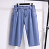 155Kg Plus Size Women Hip 150 Summer Loose Denim Capris High Waisted Straight Stretch Wide Leg Pants 4XL 5XL 6XL 7XL 8XL 9XL