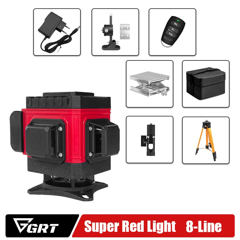 Laser Level Red Line Self Leveling 360 Horizontal And Vertical Super Powerful 8/12/16 Lines Laser Level with Rotaty Base