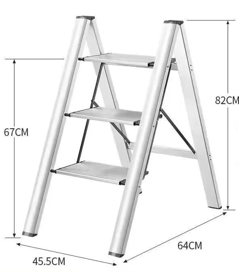 3 Step Folding Step Stool Anti-slip Wide Pedal 330lbs Aluminum Alloy Multifunction Step Ladder Storage Shelf Flower Pot Stands