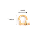 Screw Climbing Gear Carabiner, Stainless Steel, Gold Color, U Pendant, Snap Hook, Charm, Buckle Clasp, Shackle, 3Pcs