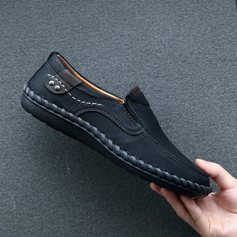 Genuine Leather Men Casual Shoes Luxury Brand 2024 Mens Loafers Moccasins Breathable Slip on Black Driving Shoes Plus Size 37-47