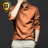 Luxury Men's Social Dress Shirts Spring Autumn Smooth Soft Wrinkle-resistant Non-iron Solid Color Casual Ice Silk