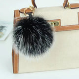 Big Size 15cm Real Fox Fur Ball Keychain Natural Raccon Fur Tassels Leather Strap Key Chain Ring Pendant For Women Charm f278