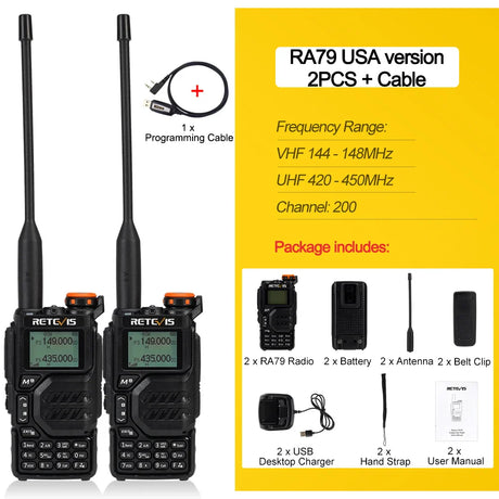 Retevis RA79 Aviation Band Walkie Talkie AM FM Airband Two Way Radio USB C Charge Ham Radio Quansheng UVK5 uvk5 Walkie-talkie