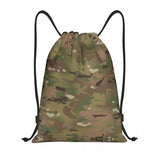 Custom Green Brown Military Camouflage Drawstring Bags Men Women Lightweight Army Jungle Camo Sports Gym Storage Backpack