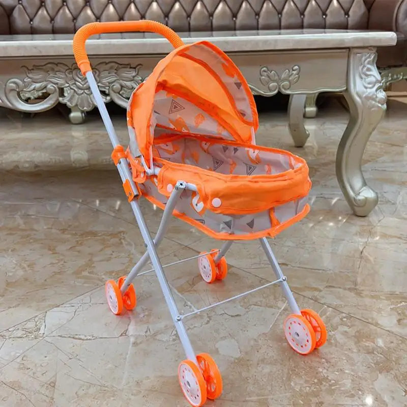 Baby Stroller Dollhouse Toys Creative Kids Play House Toys Doll Dining Cart Rocking Chair Cart Baby Bed Toddlers Nursery Toys