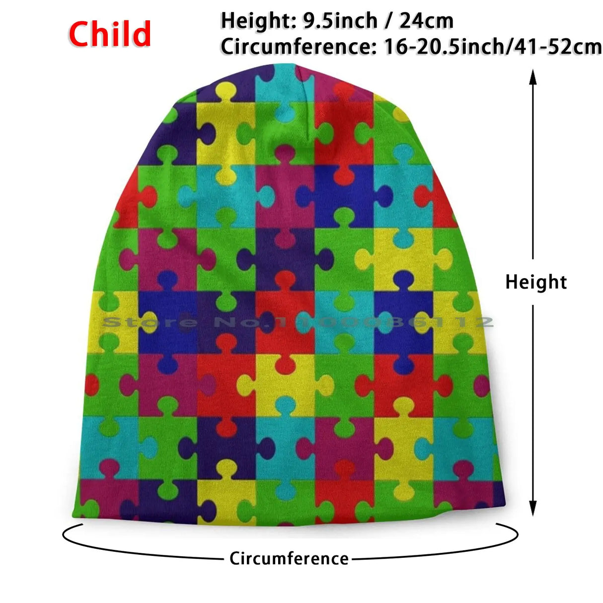 Autism Awareness Beanies Knit Hat Puzzled Game Brain Teaser Colorful Red Blue Yellow Green Fun Primary Children Teacher Parents