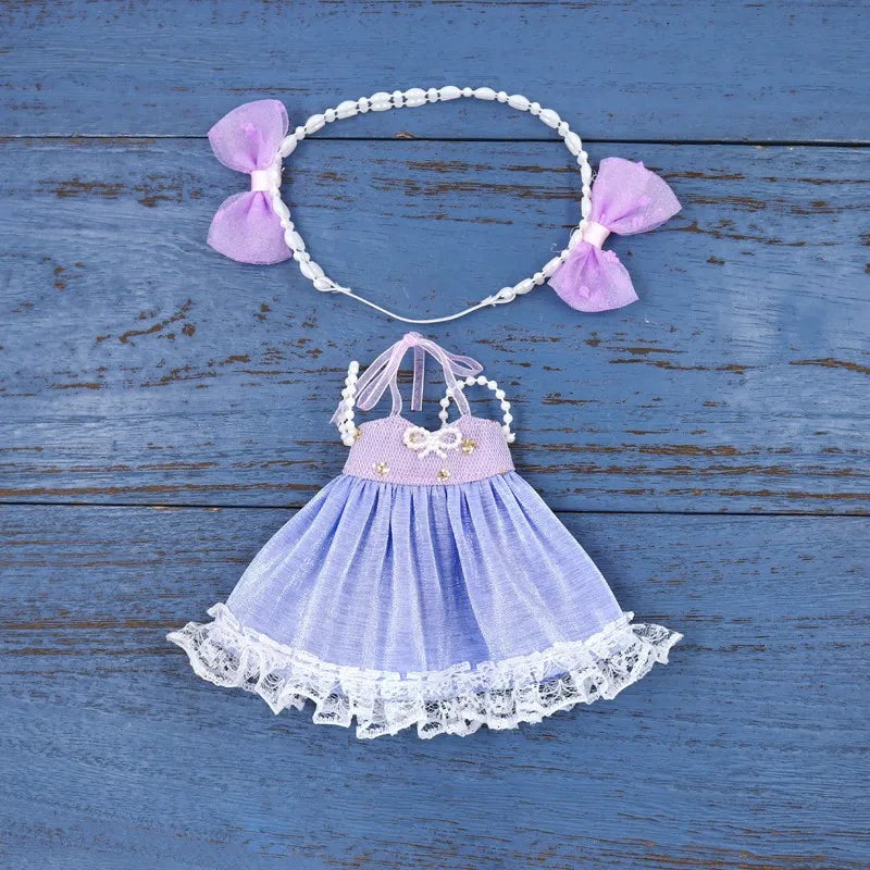 Handmade Blyth Doll Bear suit Clothes Doll Blyth Doll Clothes Princess Dress With White Lace For Ymy Licca Azones Ob24 Ob27 Fr