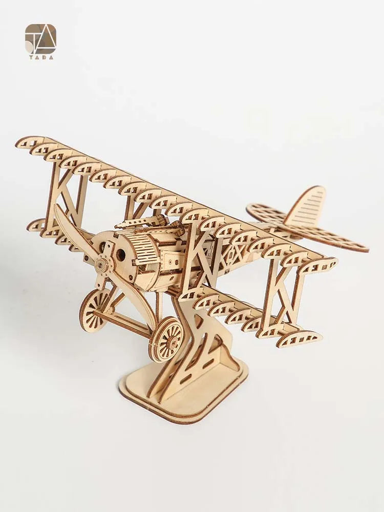 Tada 3D Wooden Puzzle Toys Airplane Assembly Toy Gift For Children Adult Model  Building Block Kits For Desk Decor