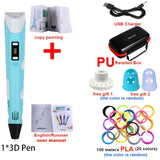 Creative 3D Printing Pen Set with Travel Case & 100M PLA Filament - Perfect DIY Gift for Kids this Christmas!