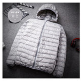 Oversized thin and light hooded men's down jacket large size coat man puffer plus size winter jacket men 12XL 11XL 13XL 14XL